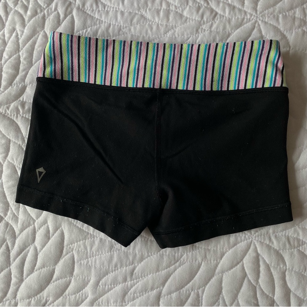 Ivivva Reversible Black Shorts with Colorful Striped Waistband - Picture 3 of 7
